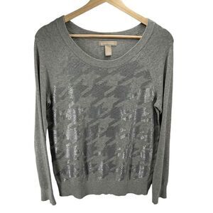 Banana Republic Women's Pullover Sweater Sequins Embellished Cotton Gray Small